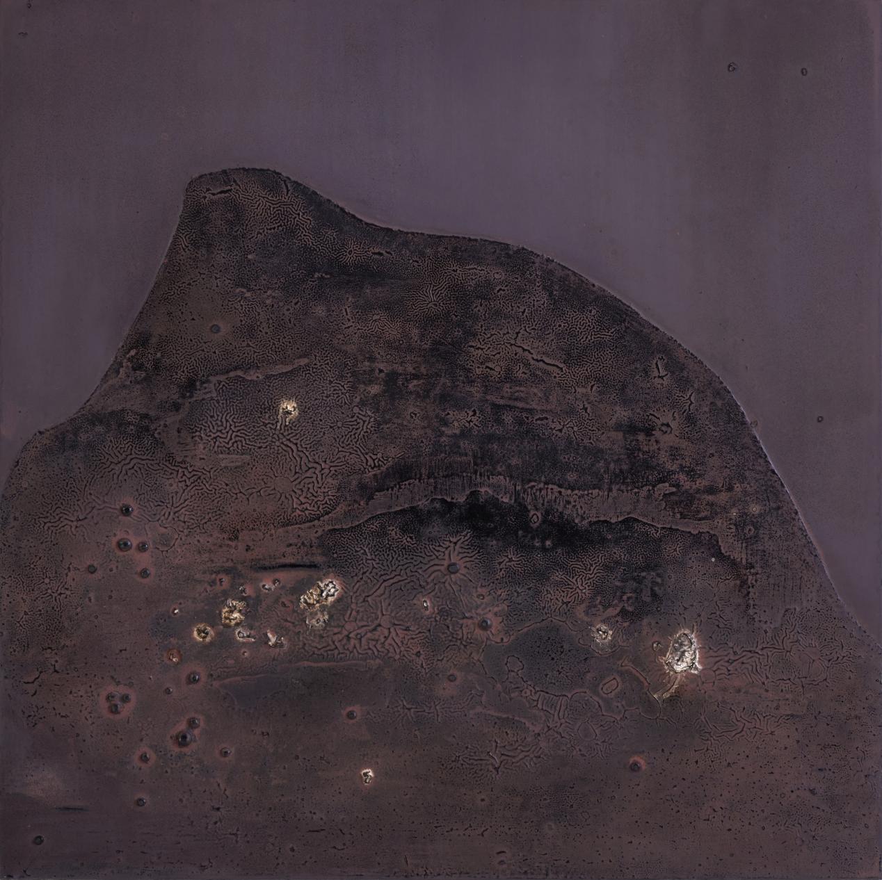 乌山水—2304 60x60cm           大漆、苎麻、瓦灰 2023