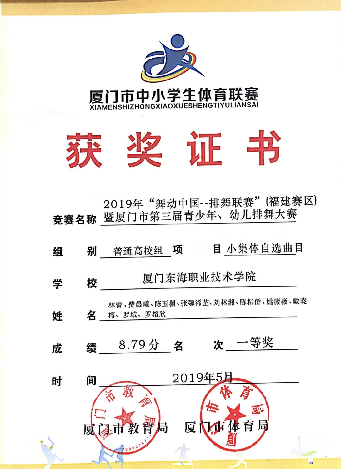 4.“舞动中国·排舞联赛”(福建站)普通高校组小集体自选曲目一等奖.jpg